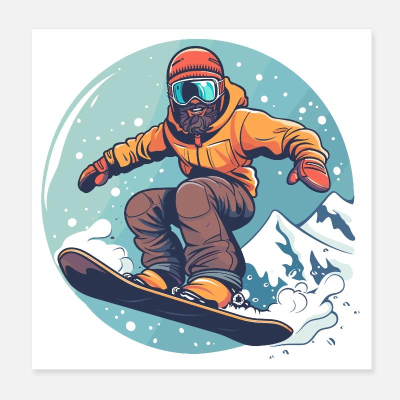Snowboarding Grafik Poster 20x20 cm