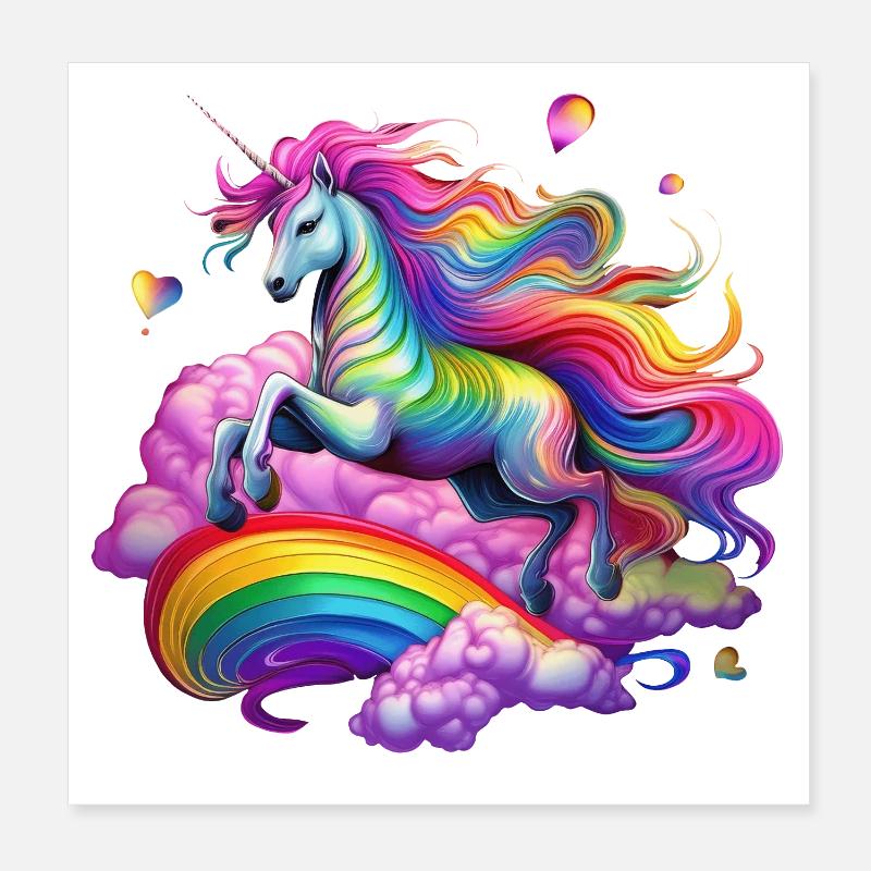 Fee Regenbogen Einhorn Poster 20x20 cm