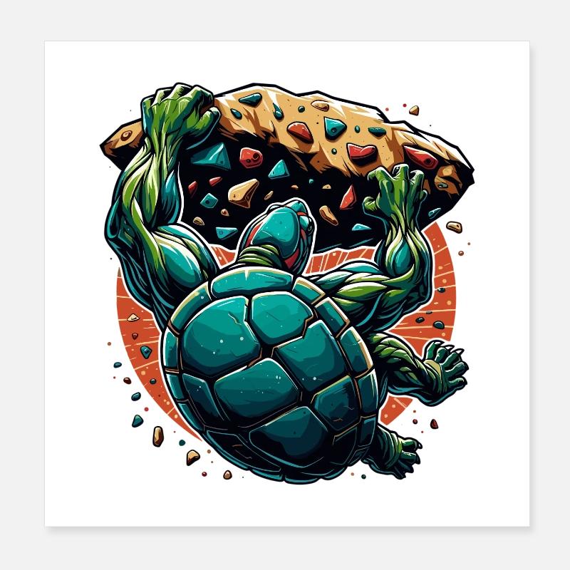 Bouldern Schildkröte Klettern Geschenk Poster 20x20 cm