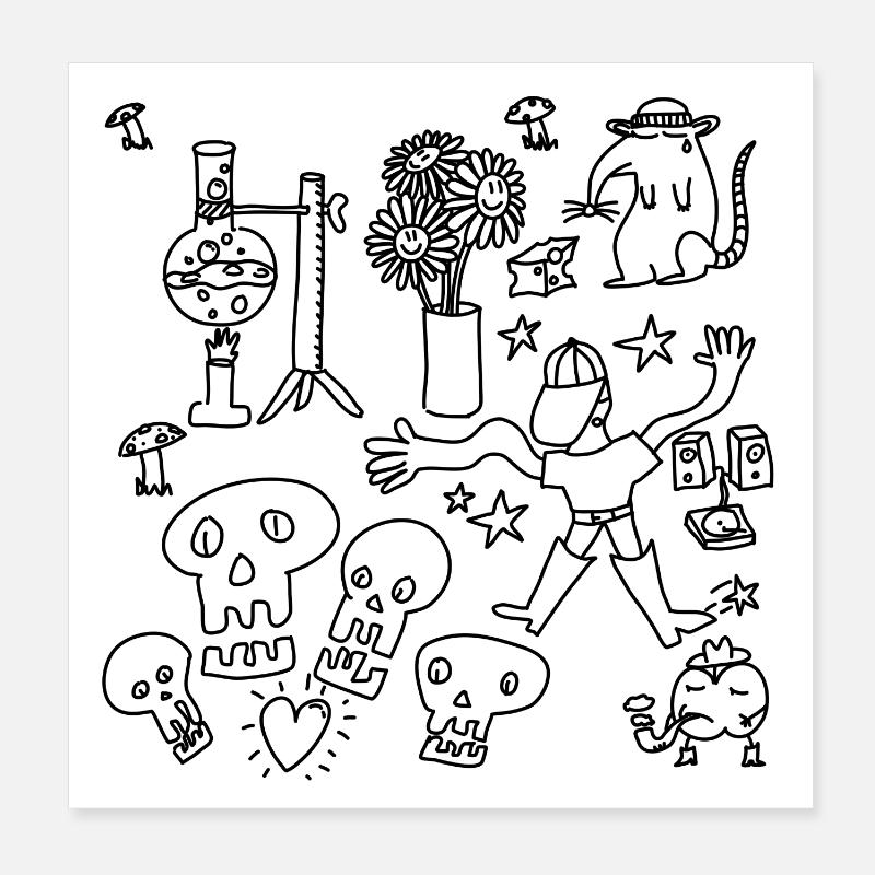 Kritzeln oder nach Hause gehen Poster 20x20 cm