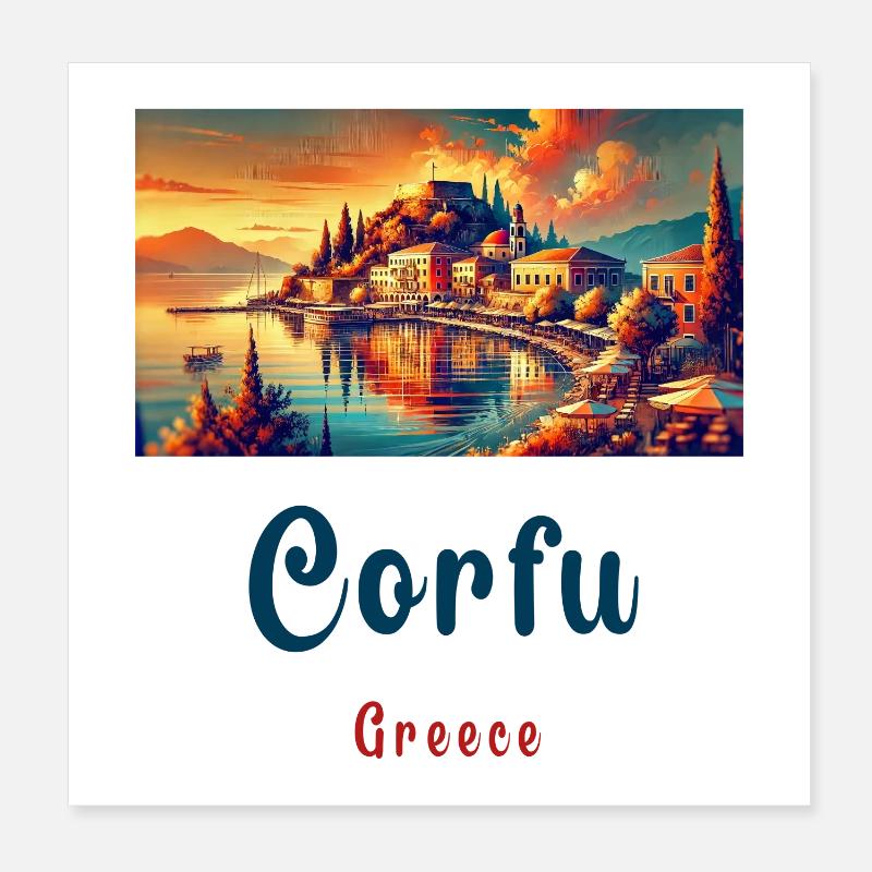 Design de maison à Corfou, Grèce Poster 20 x 20 cm