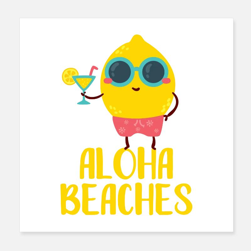 Escapade à la plage Cool Lemon Aloha Poster 20 x 20 cm