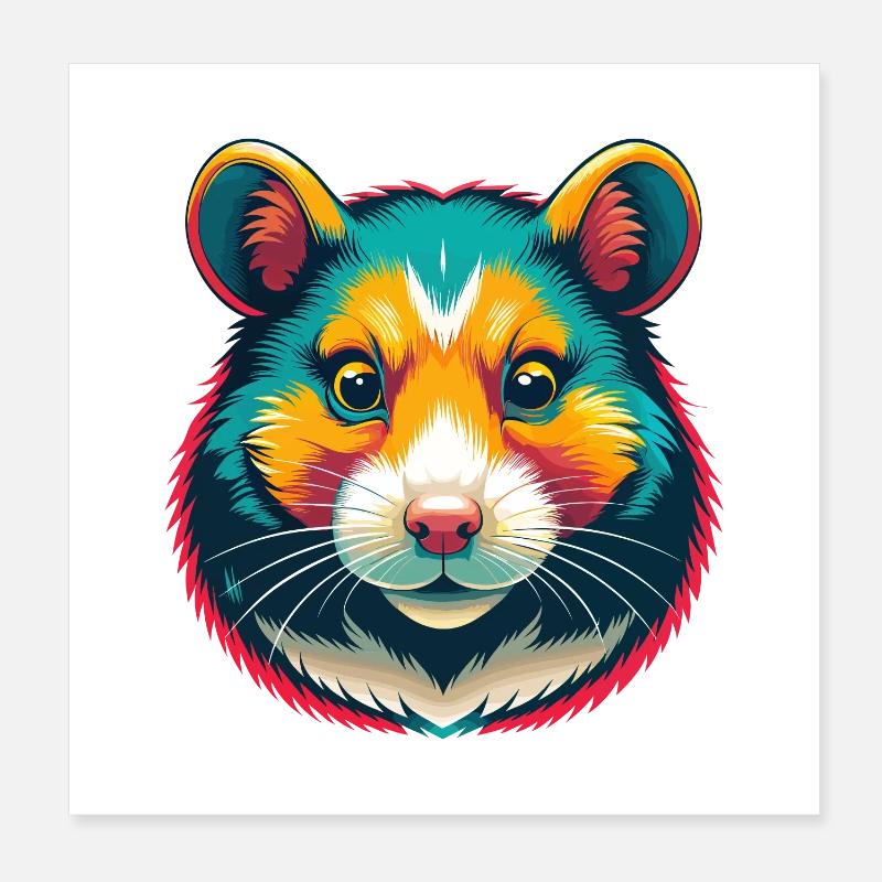hamster mignon kawaii dessin animé clipart visage d’animal Poster 20 x 20 cm