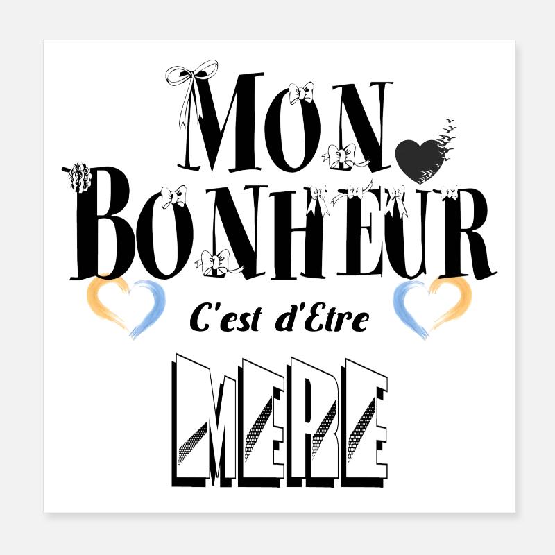Mon Bonheur Etre Mère Poster 20 x 20 cm