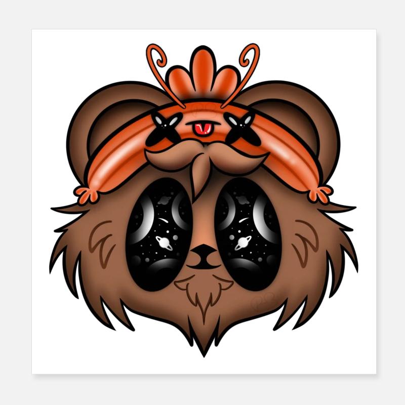 Der Bär mit der Garnelenkappe Poster 20x20 cm