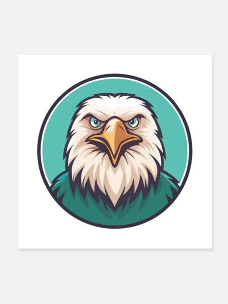 Eagle Kawaii Cartoon Character Animal Pet Face - Poster 8" x 8" (20x20 cm) - white - Front
