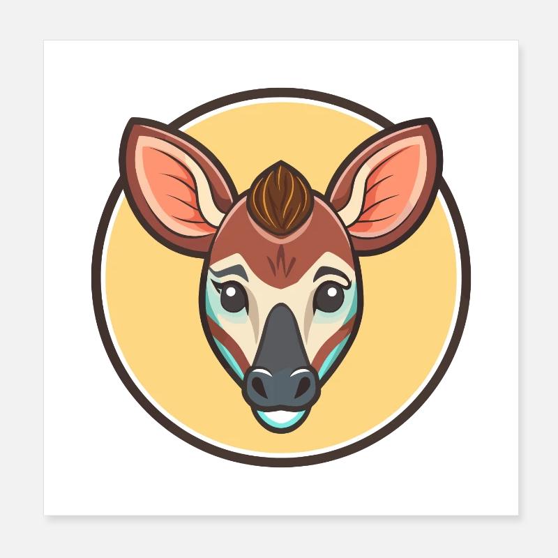 Okapi Kawaii Cartoon Figur Tier Haustier Gesicht Poster 20x20 cm