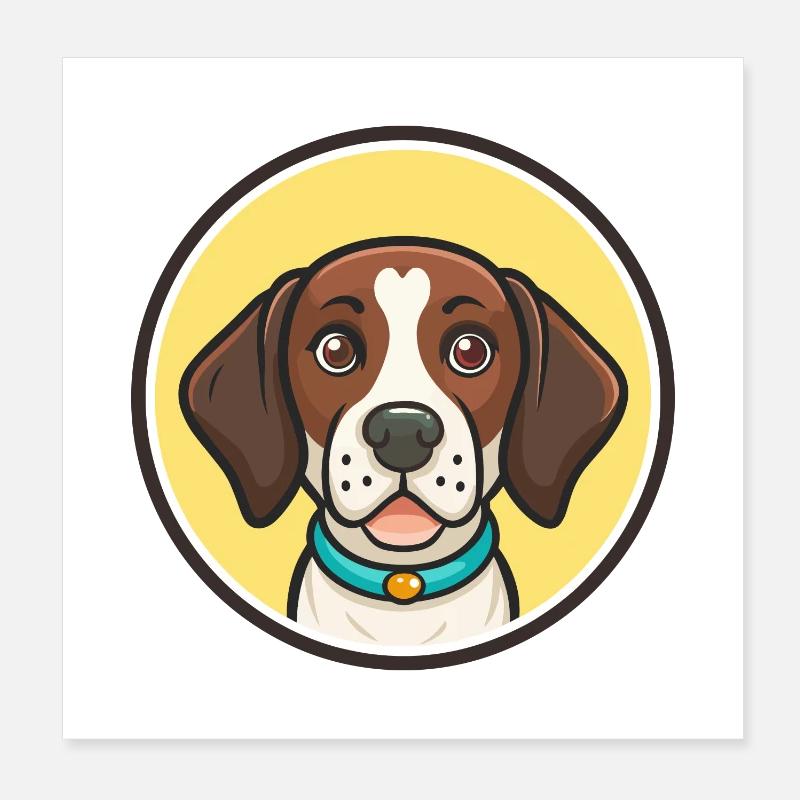 Ariege Pointer Dog Breed Cartoon Kawaii Clipart Poster 8" x 8" (20x20 cm)