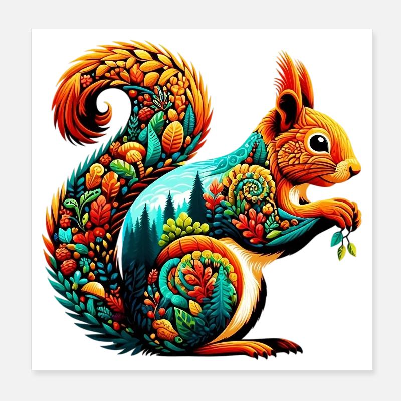 Squirrel Poster 8" x 8" (20x20 cm)