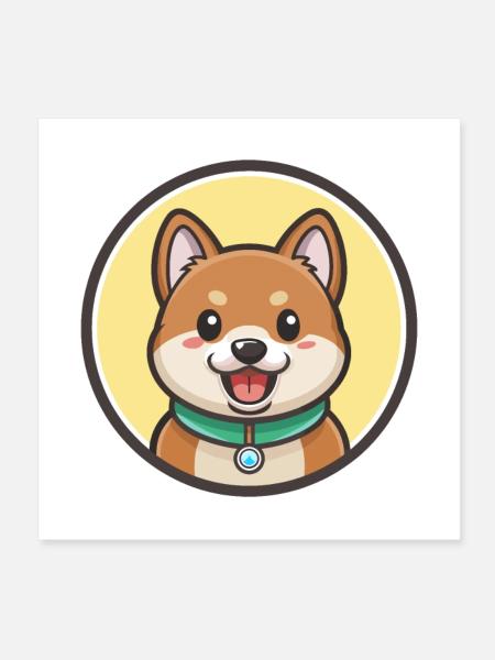 Donggyeongi Dog Breed Funny Cartoon Kawaii Clipart - Poster 8" x 8" (20x20 cm) - white - Front