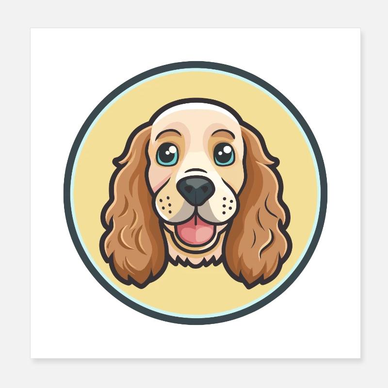 Englischer Cocker Spaniel Hunderasse Karikatur Kawaii Poster 20x20 cm