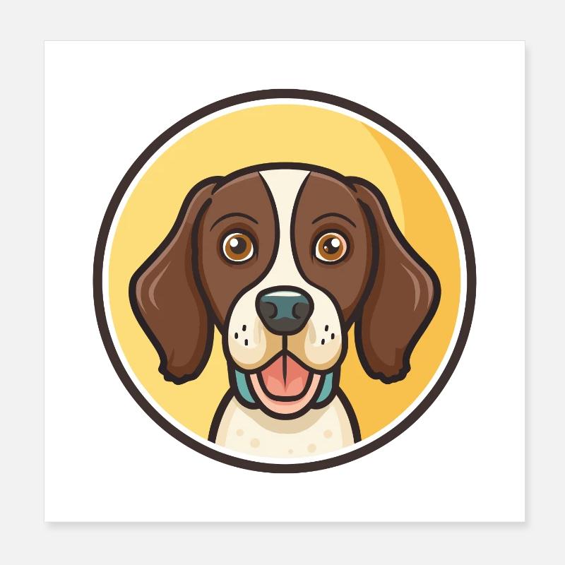Frison Chien d’Arrêt Race Dessin Animé Kawaii Clipart Poster 20 x 20 cm