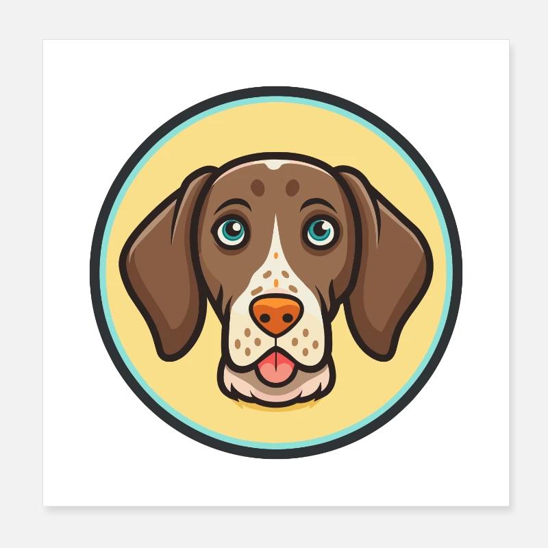 German Shorthaired Pointer Dog Breed Funny Cartoon Poster 8" x 8" (20x20 cm)