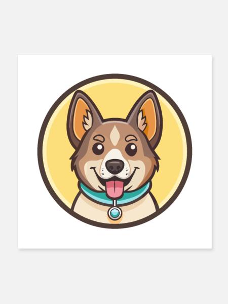 Hygenhund Chien Race Dessin animé Kawaii Clipart Animal - Poster 20 x 20 cm - blanc - Devant