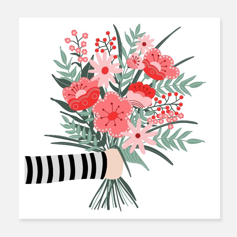 Dites simplement merci - une chère salutation aux fleurs Poster 20 x 20 cm