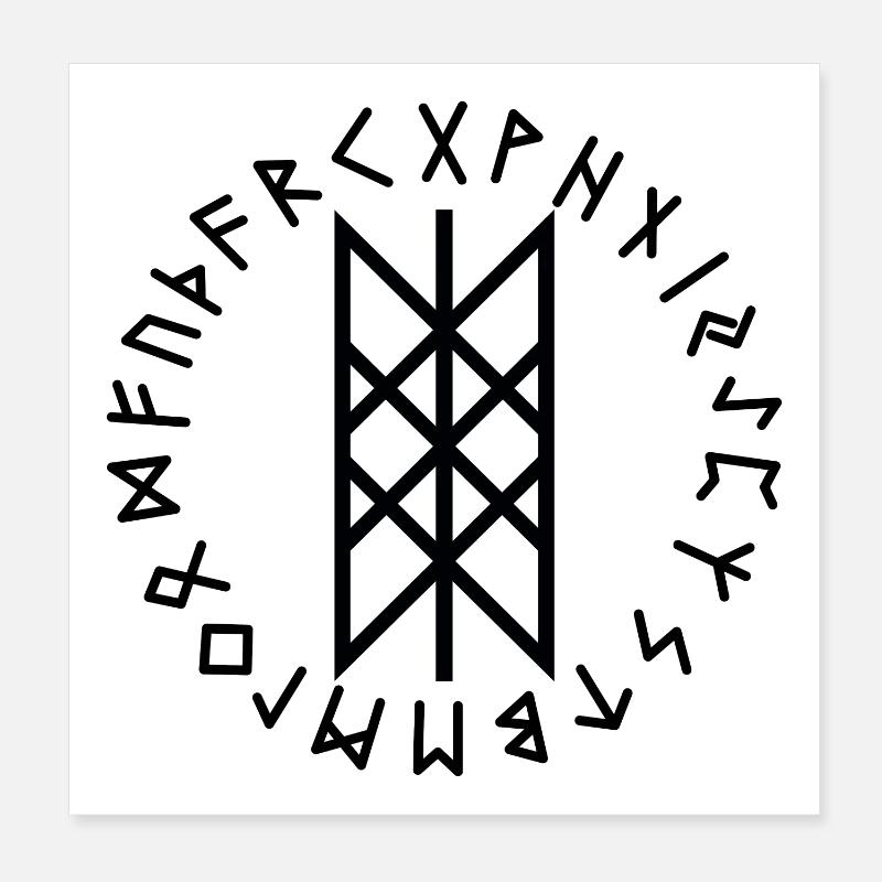 Wyrd runes black Poster 8" x 8" (20x20 cm)