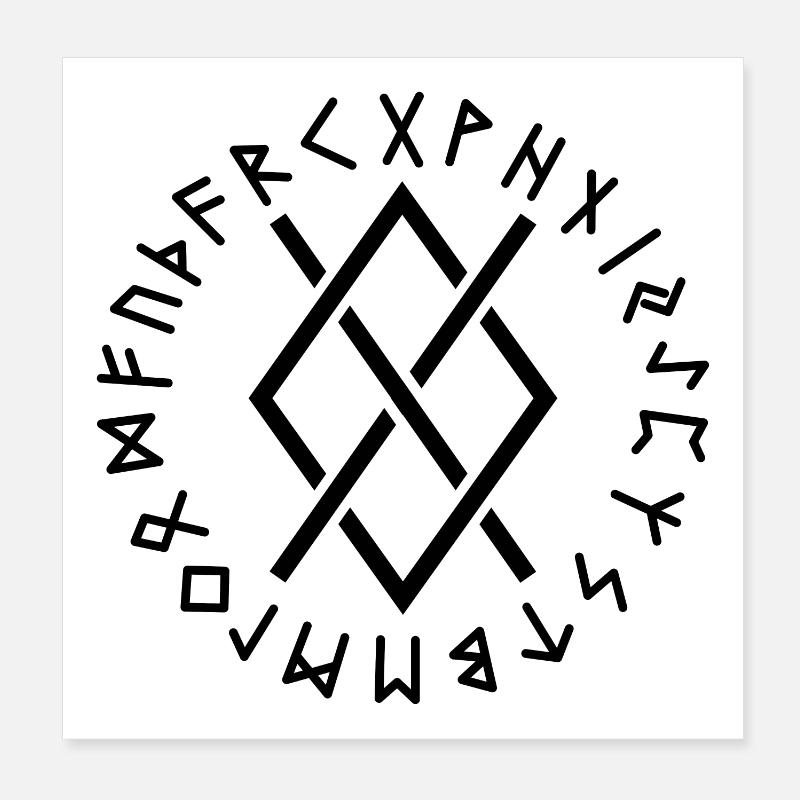 Gungnir-Runen schwarz Poster 20x20 cm