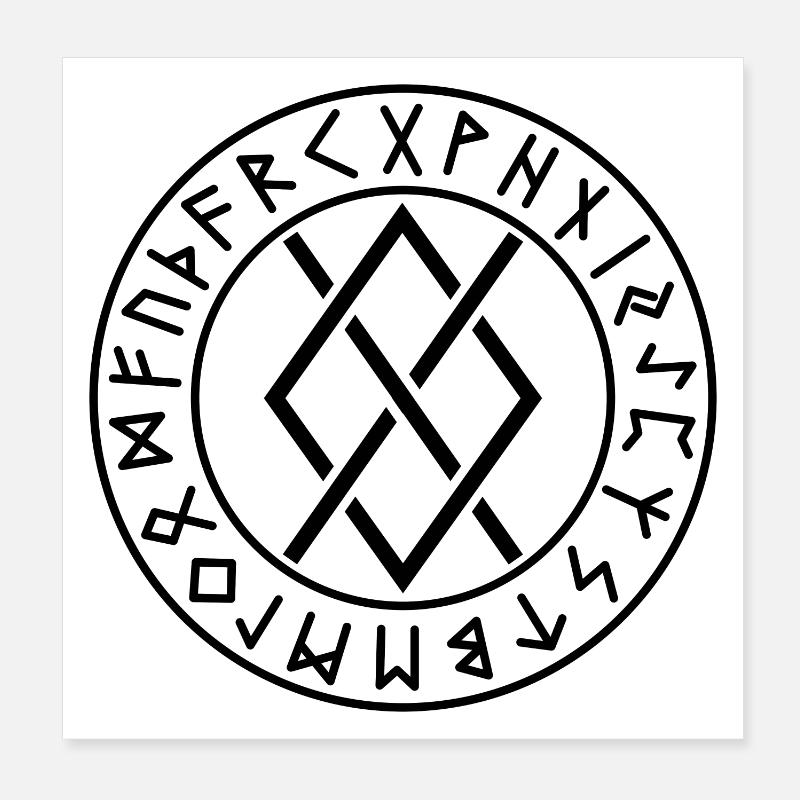 Gungnir-Kreis-Runen schwarze Farbe Poster 20x20 cm