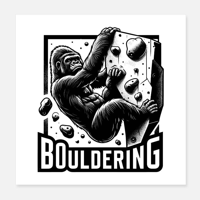 Bouldern Gorilla Silberrücken Geschenk Poster 20x20 cm