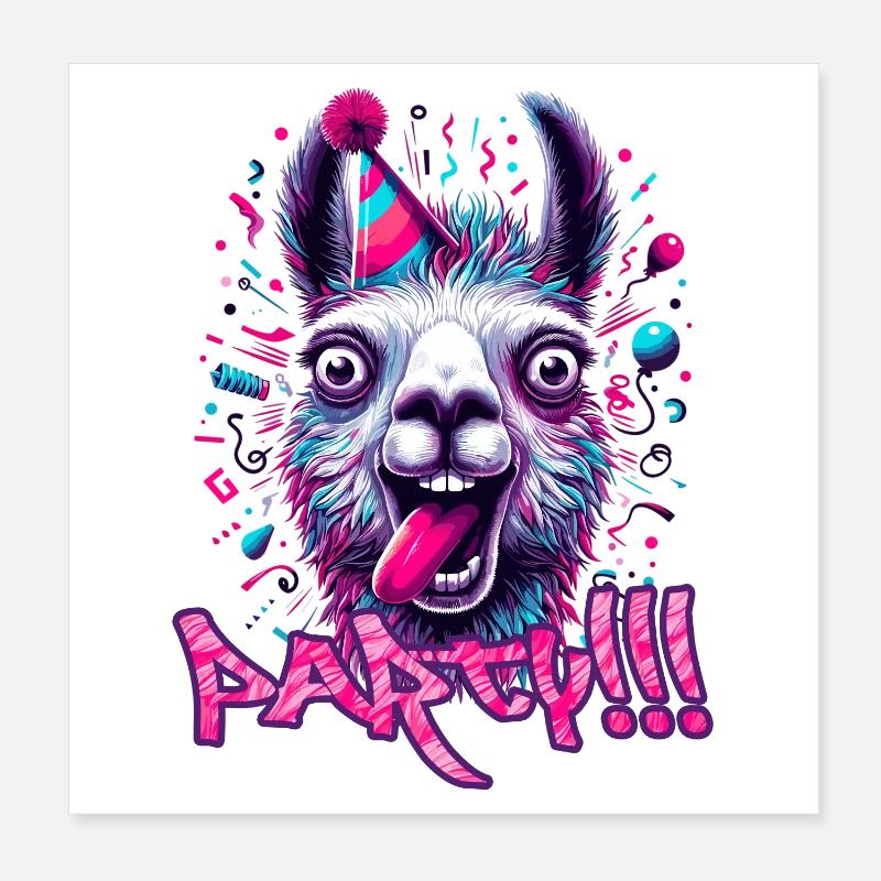Party Lama feiern Geschenk Poster 20x20 cm
