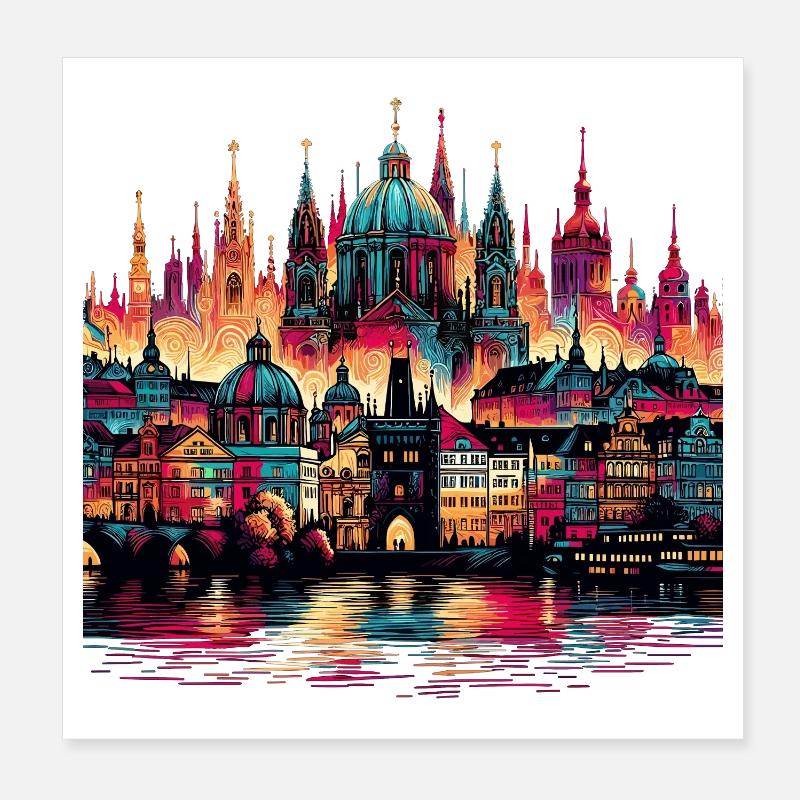 Prague Capitale République tchèque Cadeau Poster 20 x 20 cm