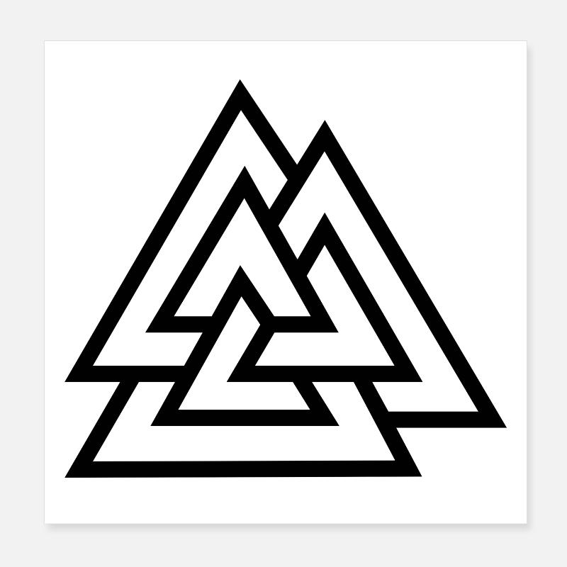 Valknut schwarz Poster 20x20 cm
