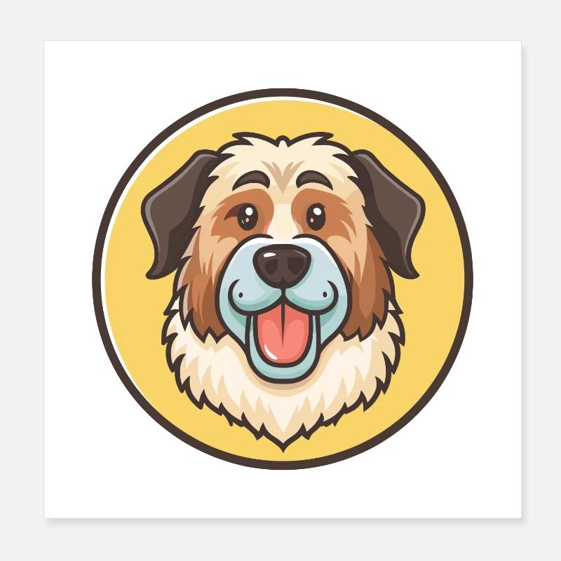 Romanian Mioritic Shepherd Dog Breed Funny Cartoon Poster 8" x 8" (20x20 cm)