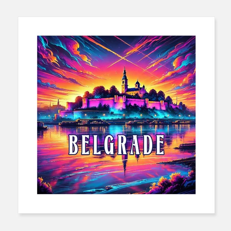 Belgrade, Serbie, Balkan Design Poster 20 x 20 cm