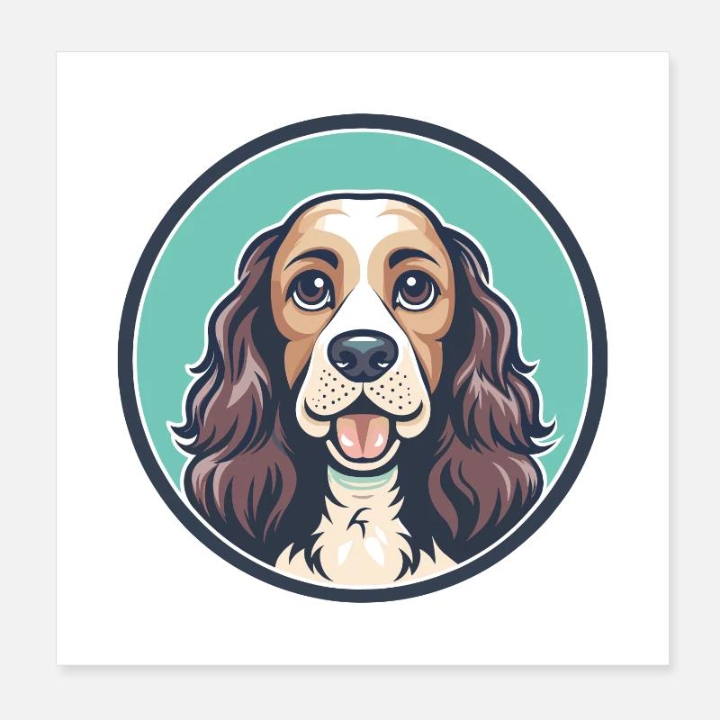 Englischer Cocker Spaniel Hunderasse Karikatur Kawaii Poster 20x20 cm