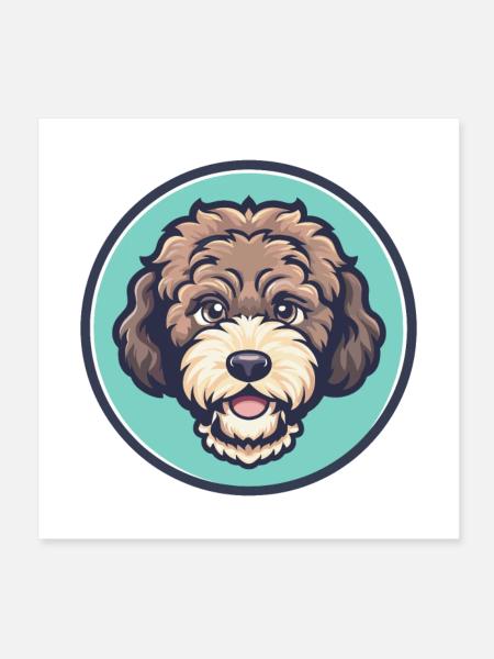 Lagotto Romagnolo Hunderasse Cartoon Kawaii Clipart - Poster 20x20 cm - Weiß - Vorne