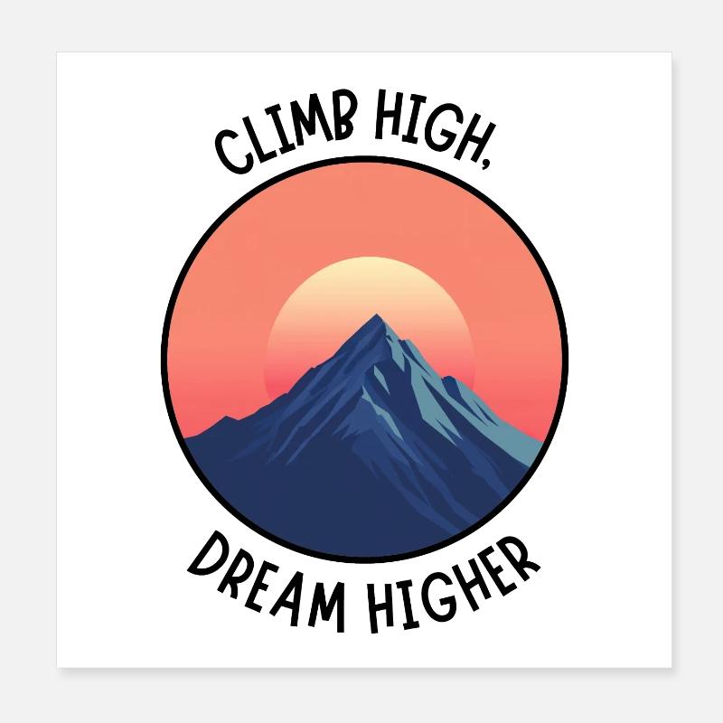 Wanderlust Design – Bergsteiger Kletterer Geschenk Poster 20x20 cm