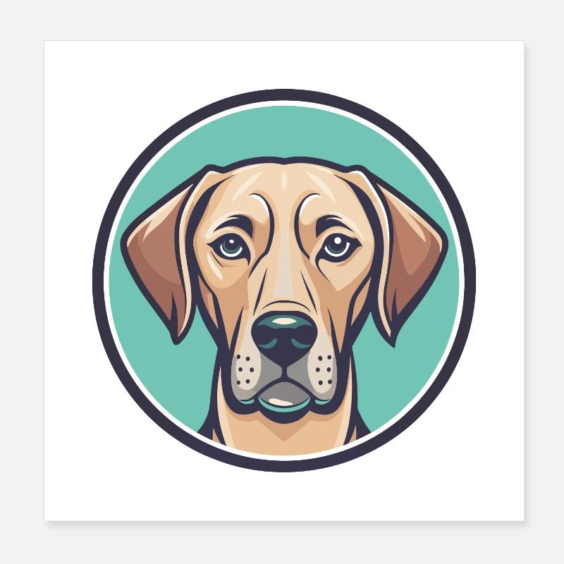 Rhodesian Ridgeback Dog Breed Funny Cartoon Kawaii Poster 8" x 8" (20x20 cm)