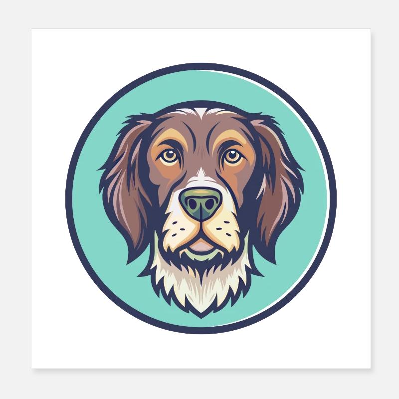Slovak Rough Haired Pointer Dog Breed Cartoon Pet Poster 8" x 8" (20x20 cm)