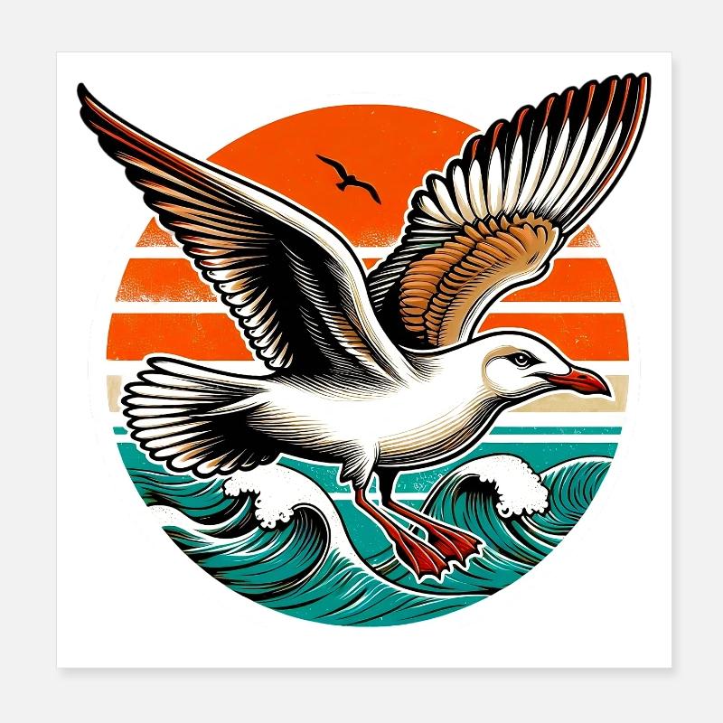 Gull Poster 8" x 8" (20x20 cm)