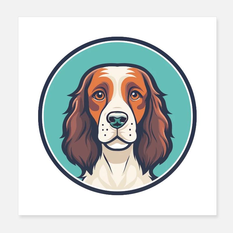 Welsh Springer Spaniel Hunderasse Karikatur Kawaii Poster 20x20 cm