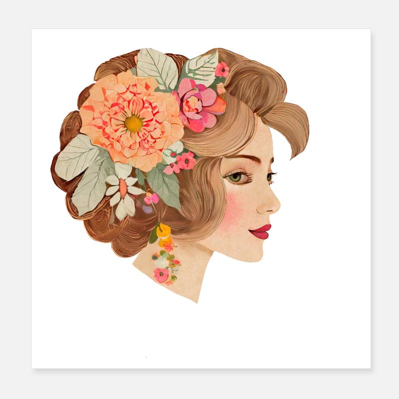Beautiful lady in bohemian chic style Poster 8" x 8" (20x20 cm)