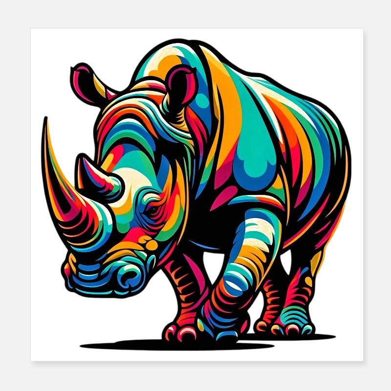 Rhinocéros Poster 20 x 20 cm