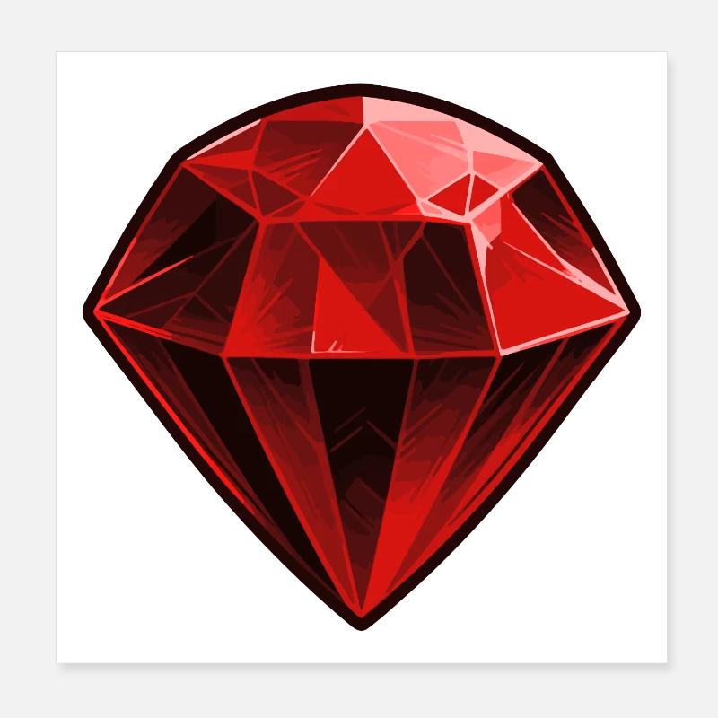 Précieuse pierre précieuse de rubis rouge Poster 20 x 20 cm