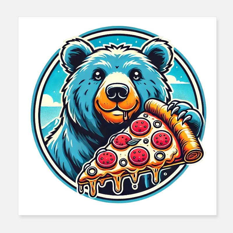 Pizza bear design Poster 8" x 8" (20x20 cm)