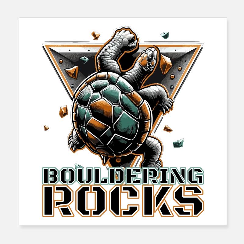 Bouldering Rocks Turtle Climbing Gift Poster 8" x 8" (20x20 cm)