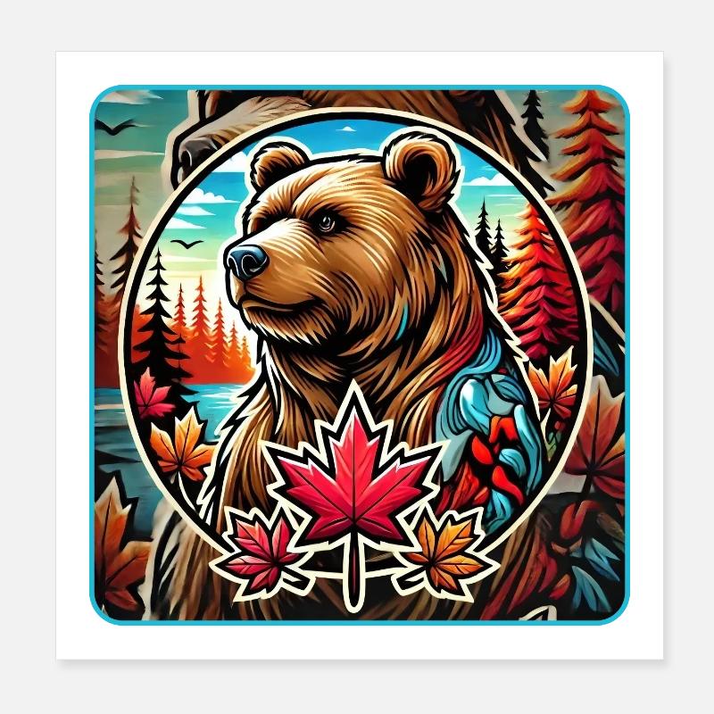 Canada bear nature design Poster 8" x 8" (20x20 cm)