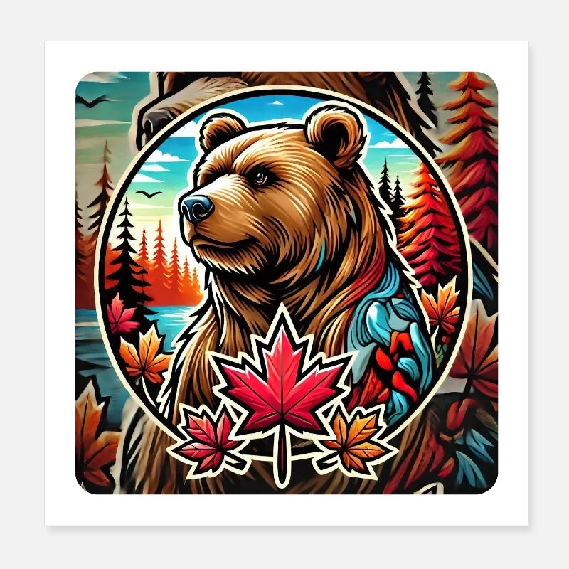 Motif de l'ours du Canada Poster 20 x 20 cm