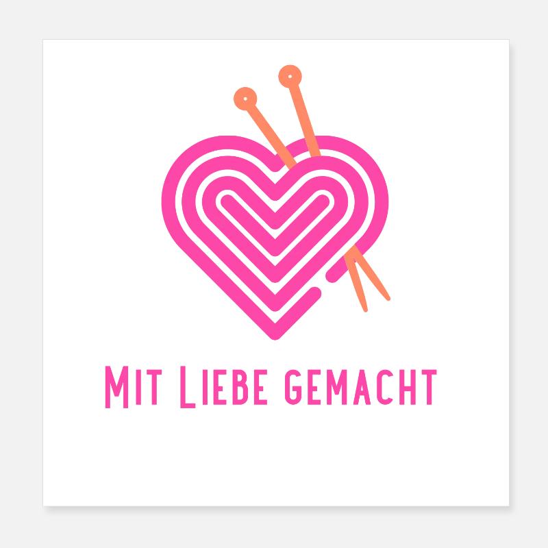 mit Liebe Häkelherz Poster 20x20 cm