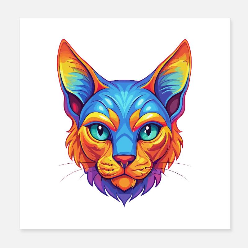 German Rex Katzenrasse Cartoon Kawaii Tier Haustier Poster 20x20 cm