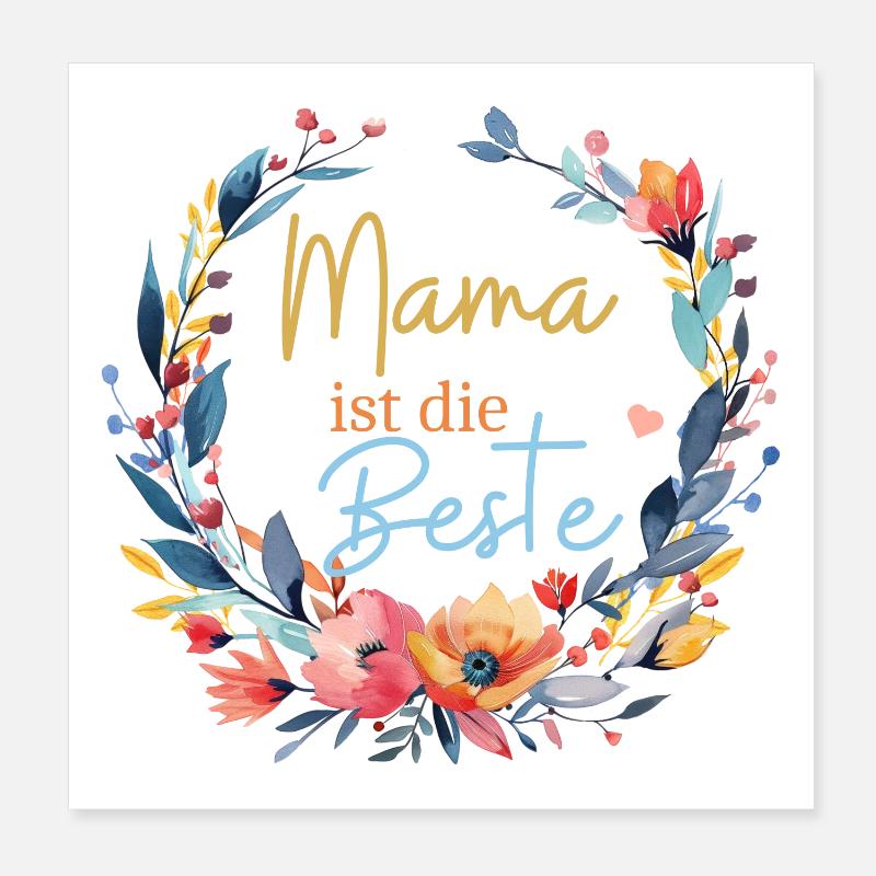 Mom is the best! Flowers, colourful, customisable Poster 8" x 8" (20x20 cm)