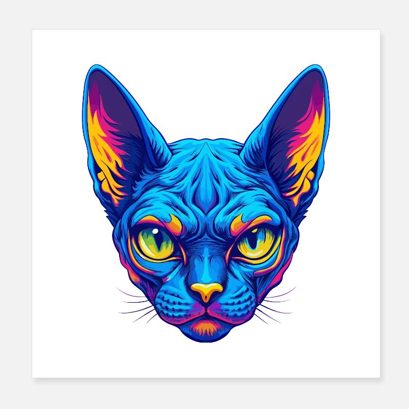 Devon Rex Chat Race Dessin animé Kawaii Animal Pet Poster 20 x 20 cm