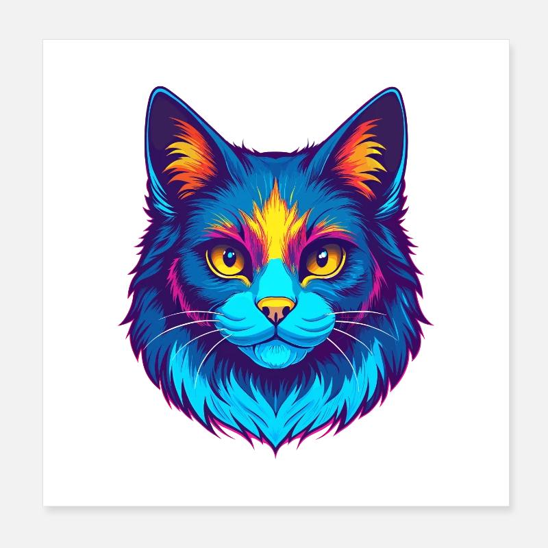 Chat turc de Van, dessin animé kawaii, animal de compagnie Poster 20 x 20 cm