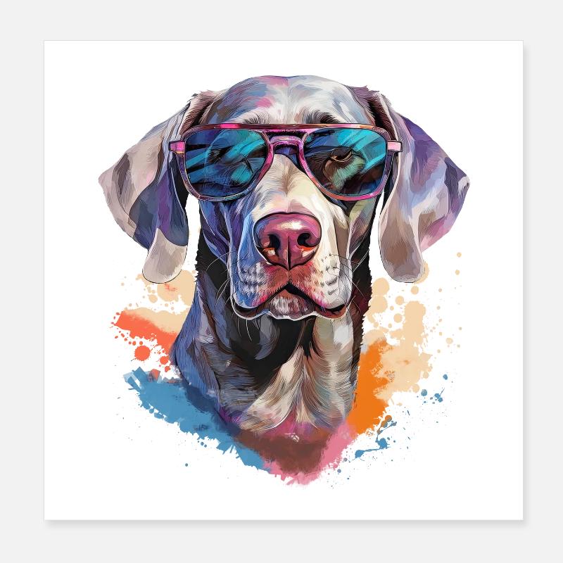 Weimaraner mit Sonnenbrille Poster 20x20 cm