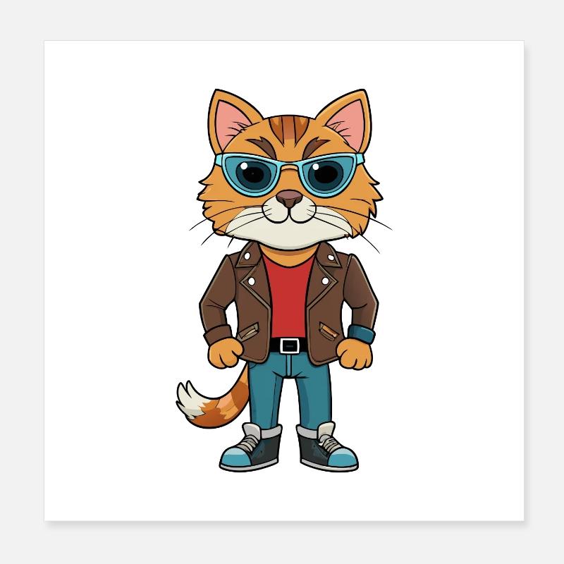 Ragdoll Funny Cartoon Kawaii Jacket Sunglasses Poster 8" x 8" (20x20 cm)
