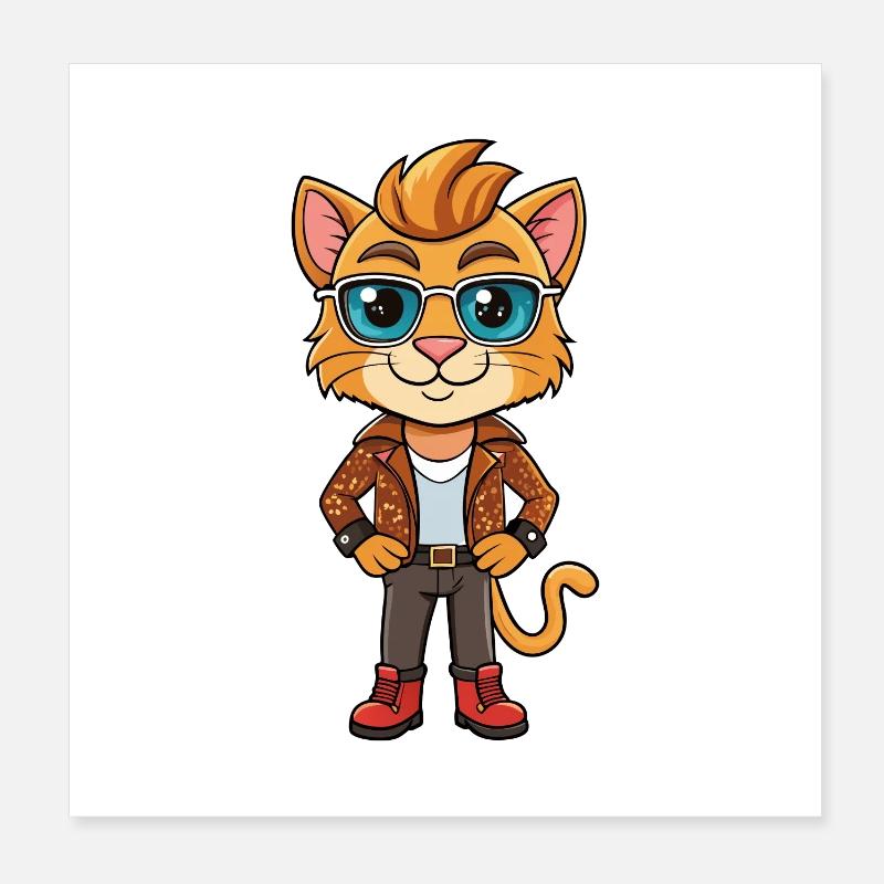 Pixie Bob Funny Cartoon Kawaii Jacket Sunglasses Poster 8" x 8" (20x20 cm)